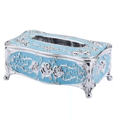 European Style Luxury Tissue Storage Box For Home & Hospitality a silver Blue