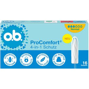 o.b. Tampons ProComfort 4-in-1 Schutz, Normal, sanftes Einführen, Viskose, 16 Stück