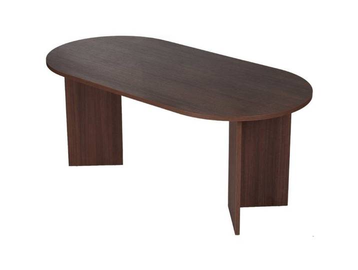 Table de salle à manger ovale Sablin - 180x90x75cm - décor noyer
