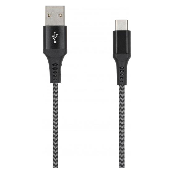 Seek Toti Cable USB A to Type-C, 2m Braided Cable 2A, Black/Space grey (2 m) (4779054830494)