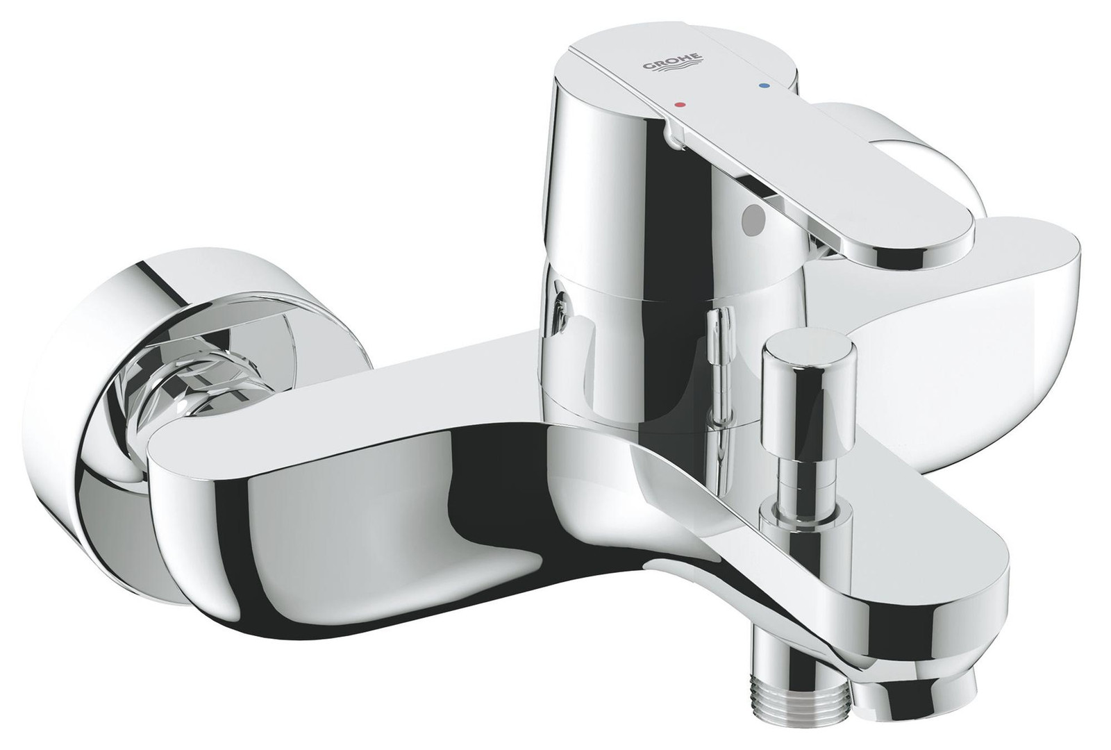 Grohe Get eenhendige bad- en douchemengkraan met wandmontage en metalen rozetten