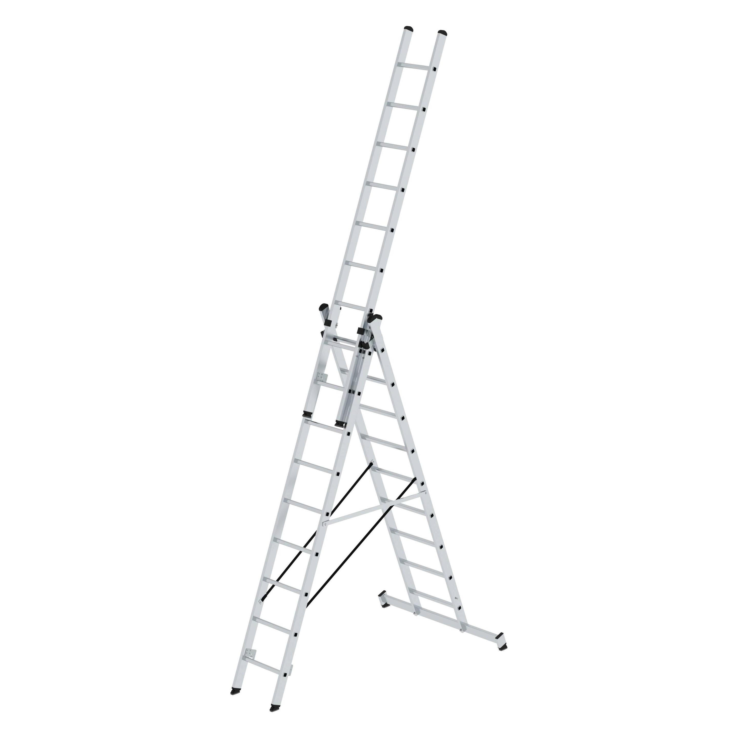 Munk Mehrzweckleiter 3-teilig mit nivello-Traverse 3x9 Sprossen (Mehrzweckleiter, 277.50 cm) (011108)