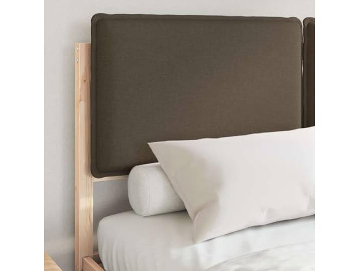 KTHLBRH Doppelbett 140 x 190 Kiefer massiv Taupe Gepolstertes Kopfteil, Lattenrost, kein Boxspring, einfache Montage, waschbarer Bezug