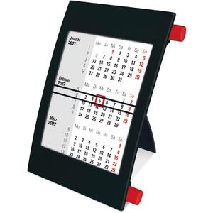 Zettler Tischkalender schwarz, Aufstellkalender, 3 Monate = 1 Seite, 13 x 18 cm, Jahr 2027/2028