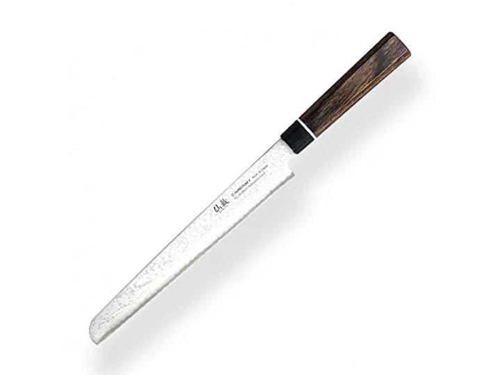 SUNCRAFT SXLBD-06 VG-10 Black Damascus Brotmesser - Kern aus japanischem VG-10 Stahl zwischen 66 Schichten aus 2 rostfreien Damaststählen und ergonomischem Griff, Klinge 220 mm