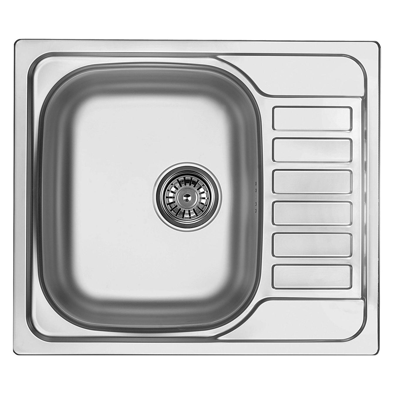 1-Becken-Spüle aus Stahl mit Abtropffläche (Einbauspüle) (ZEO 011A)