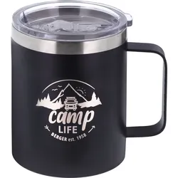 Camplife Edelstahl Thermo-Trinkbecher mit Henkel und Deckel 450 ml schwarz