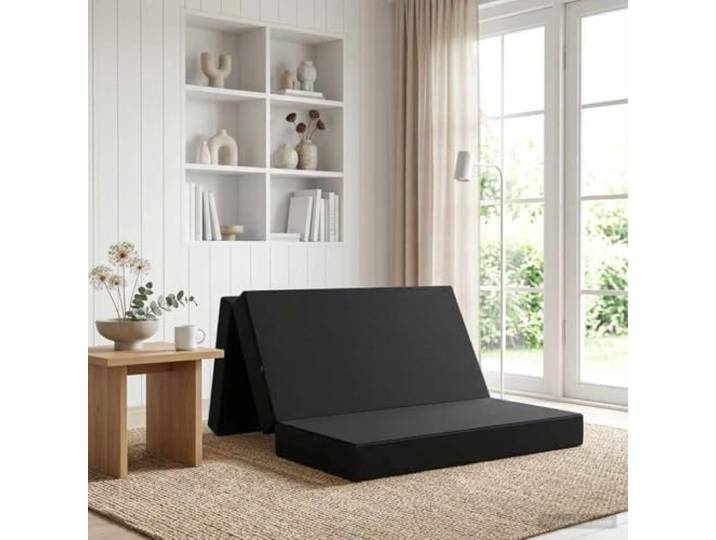 Klappsofa Bett 140 x 67 x 45 cm Schwarz Polyesterstoff, Schaumstoffpolsterung, Reißverschlussbezug, manueller Mechanismus, kompakte rechteckige Form