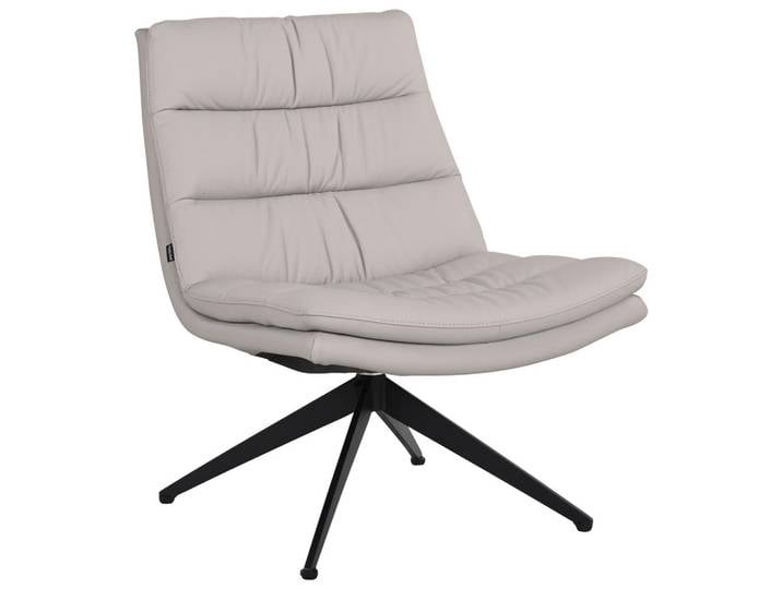 Dieter Knoll Designsessel, Hellgrau, Metall, Echtleder, Rindleder, 62.5x82x80 cm, Sitzfläche 360° drehbar, Wohnzimmer, Sessel, Sonstige Sessel