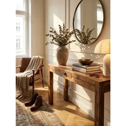 Konsolentisch Massivholz Schublade Landhausstil MUMBAI, Akazie 40x120x70 cm