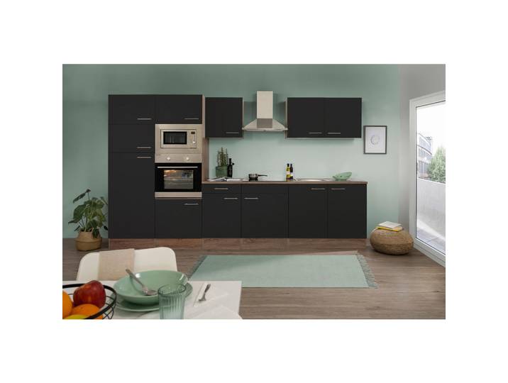 Respekta Küchenleerblock, Schwarz, Holzwerkstoff, 1 Schublade(n) Schubladen, einmalig seitenverkehrt montierbar, nur wie online abgebildet bestellbar, 330 cm, links aufbaubar, rechts aufbaubar, Küchen, Küchenblöcke, Küchenzeilen, Küchenzeilen ohne Geräte