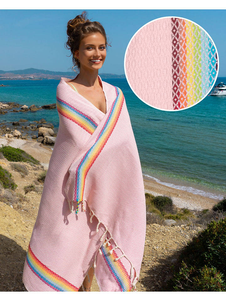 Samimi Hamamtuch in Rosa/ Bunt - (L)180 x (B)100 cm - onesize