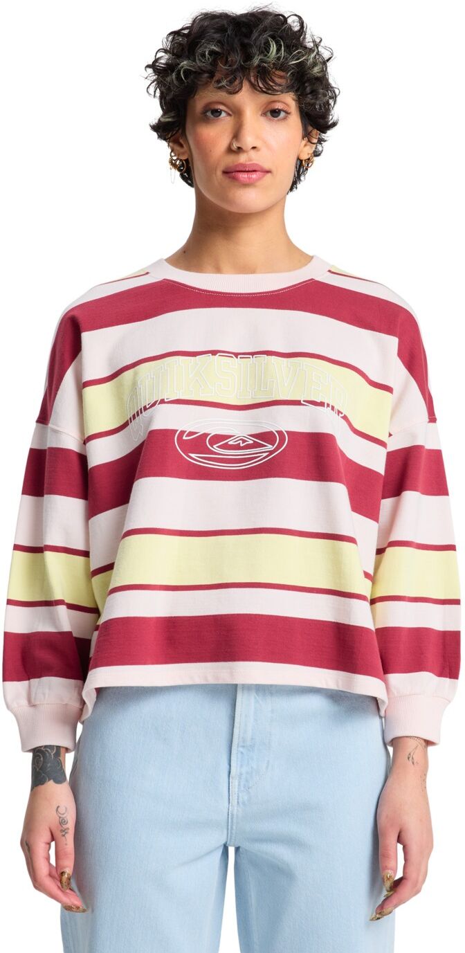 Sweatshirt QUIKSILVER "Bright", Damen, Gr. L, rot (burnt russet stripes qsw), Obermaterial: 100% Baumwolle., Sweatshirts Sweatshirt burnt russet stripes qsw L