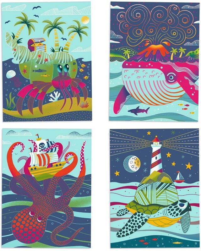 Cartes à gratter duo color : Dessus - dessous - Djeco