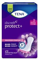 Tena Discreet Protect+ Maxi Night Serviettes Absorbantes Nuit 12 Unités - Paquet 12 serviettes absorbantes