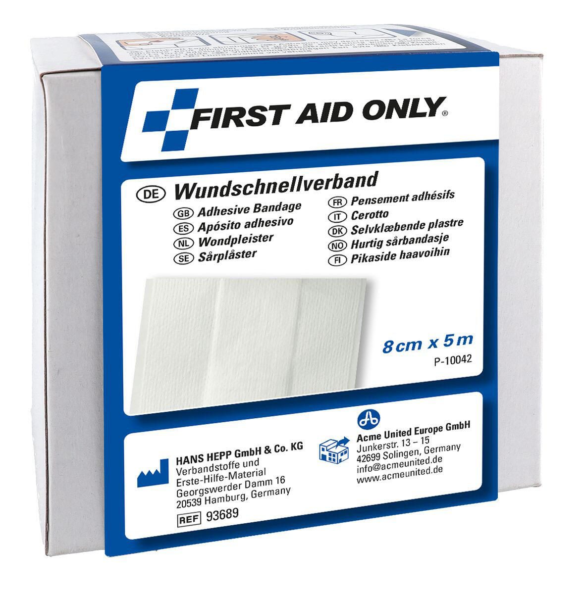 FIRST AID ONLY Pflaster 8 cm x 5 m weiß P-10042