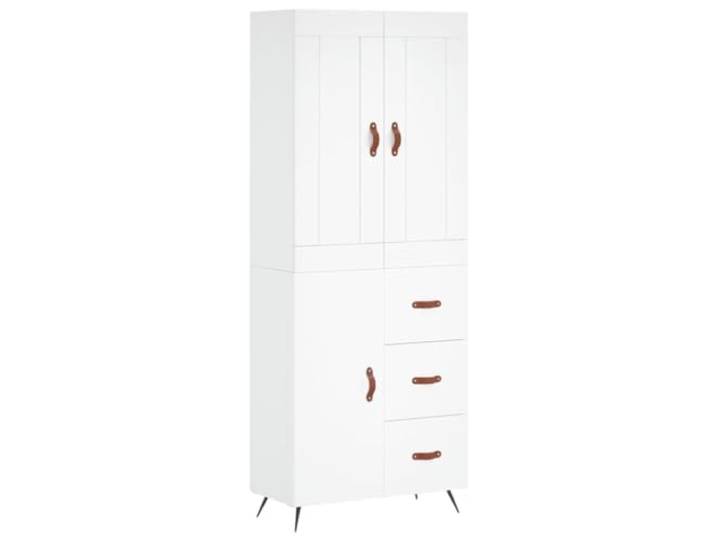 Kaorsrow Highboard Weiß 69,5x34x180 cm Holzwerkstoff Schrank Eleganter Viertürer-Aufbewahrungsschrank für Wohnzimmer und Flur mit stabilen Metallfüßen und vielseitigem Stauraum.
