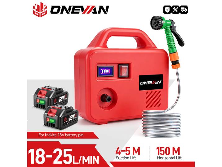 ONEVAN 260W pompe à eau électrique 150M Machine d'arrosage sans fil outils d'arrosage de jardin rechargeables pour Makita 18V batterie broche