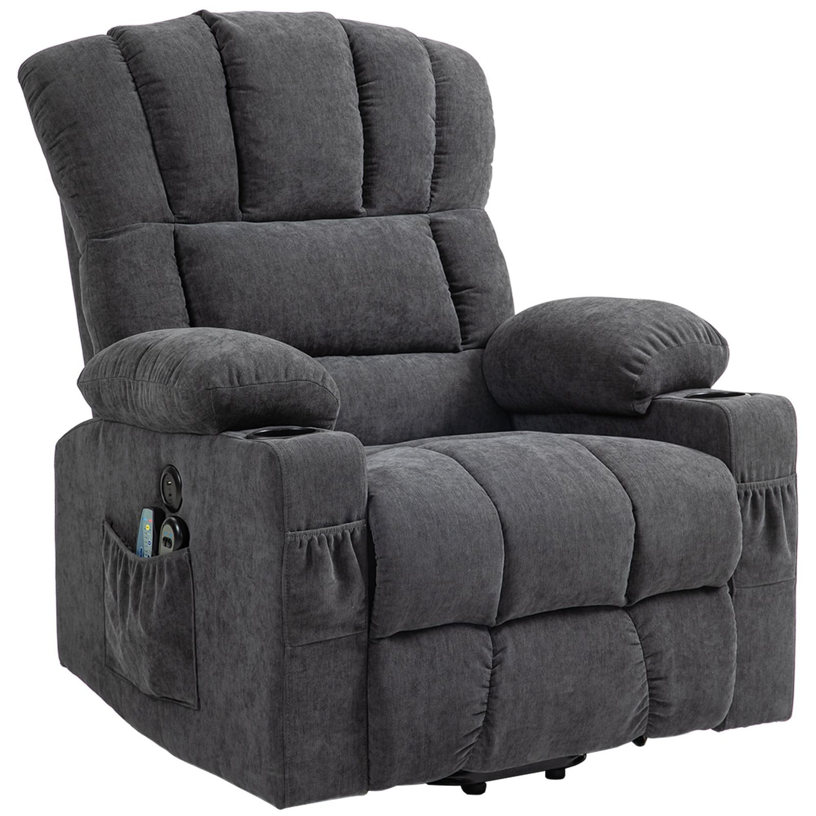 HOMCOM tv-stoel met opstahulp, relaxstoel met verwarmings- en massagefunctie
