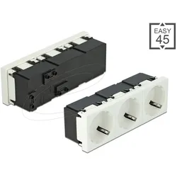 DELOCK Easy 45 Schutzkontakt-Steckdose 3-fach 45°-Anordnung 45 x 45 mm