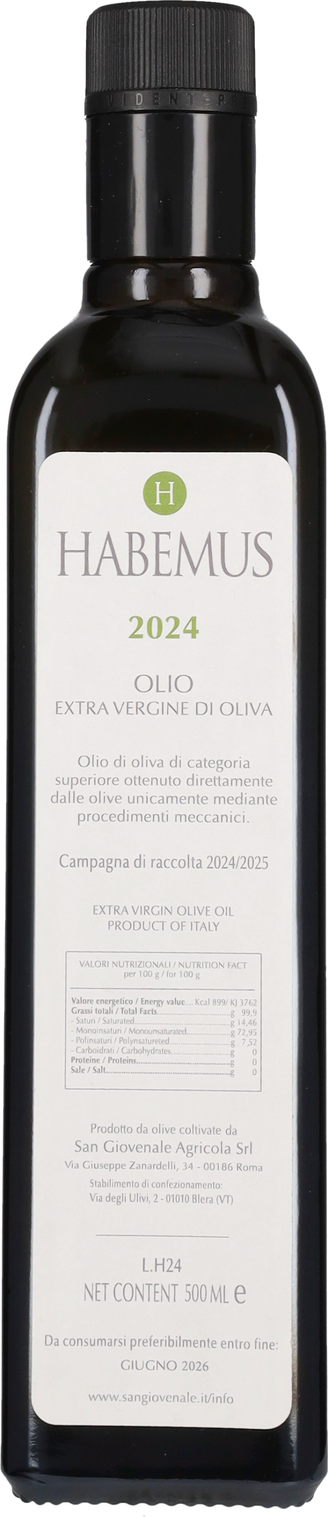 Olio EVO 'Habemus' San Giovenale Raccolto 2024 - 50cl