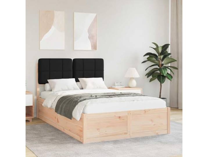 Massivholz Kiefer Gestell mit gepolstertem Kopfteil modernes Schlafzimmer Bettgestell mit gepolstertem Kopfteil Schwarz 120x190 cm Massivholz Kiefer Lattenrost Modernes Bett ohne Boxspring