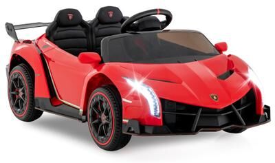 Costway 12V Licensed Lamborghini 4WD Kids Ride-on Sports Car with 2.4G Remote-Red