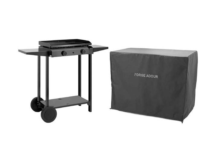 Forge Adour Plancha mit Rollwagen Base Schwarz