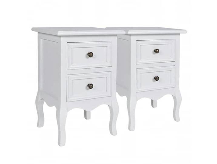 Table de téléphone - armoire de chambre - Cadre durable - Table de chevet 2 pcs avec 2 tiroirs MDF Blanc - moderne_50934
