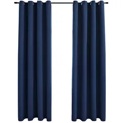 vidaXL Verdunkelungsvorhänge mit Metallösen 2 Stk. Blau 140x225cm