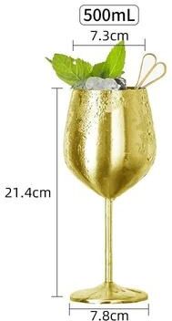 Uplifted Finds Stainless Steel Cocktail Flute Metal Wine Cup Martini Glass a Gold 500 Ml