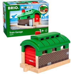 BRIO Spielzeugeisenbahn-Zubehör World 33574, Lokschuppen mit Rolltor, Holz/Kunststoff
