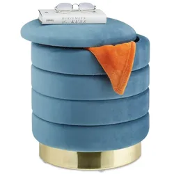 Relaxdays Samthocker mit Stauraum Petrol Gold,Türkis
