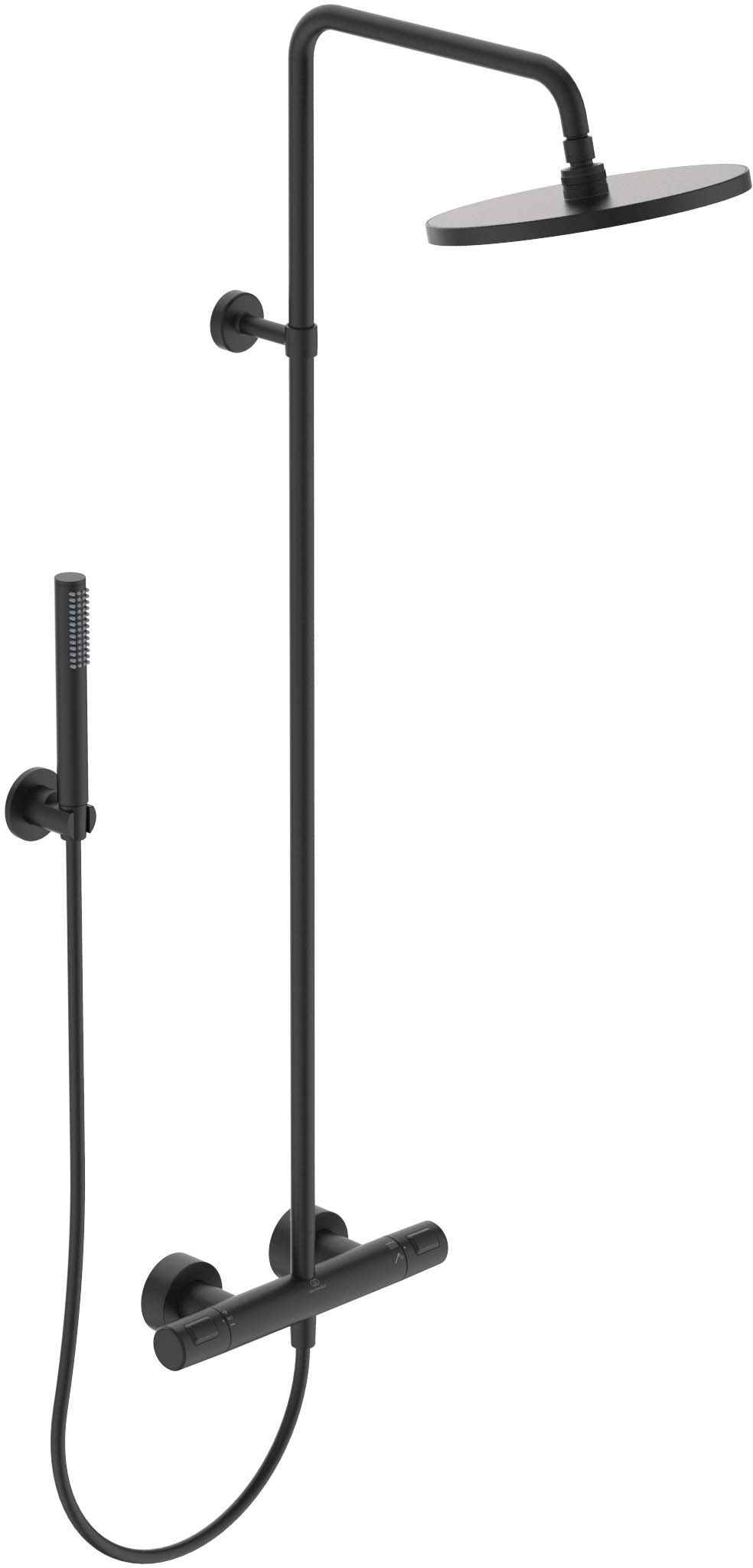 Ideal Standard T25 système de douche BC748XG Silk noir, avec thermostat apparent