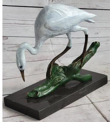 Bronzhaus Real Bronze Art Stork Egret Crane Heron Statue Figurine Sculpture Original Milo