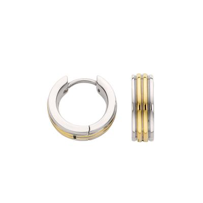Paar Creolen FIRETTI "Schmuck Geschenk Titan Ohrschmuck Ohrringe bicolor", gold (titanfarben, gelbgoldfarben), Ohrringe, Damen, 15mm, Titan