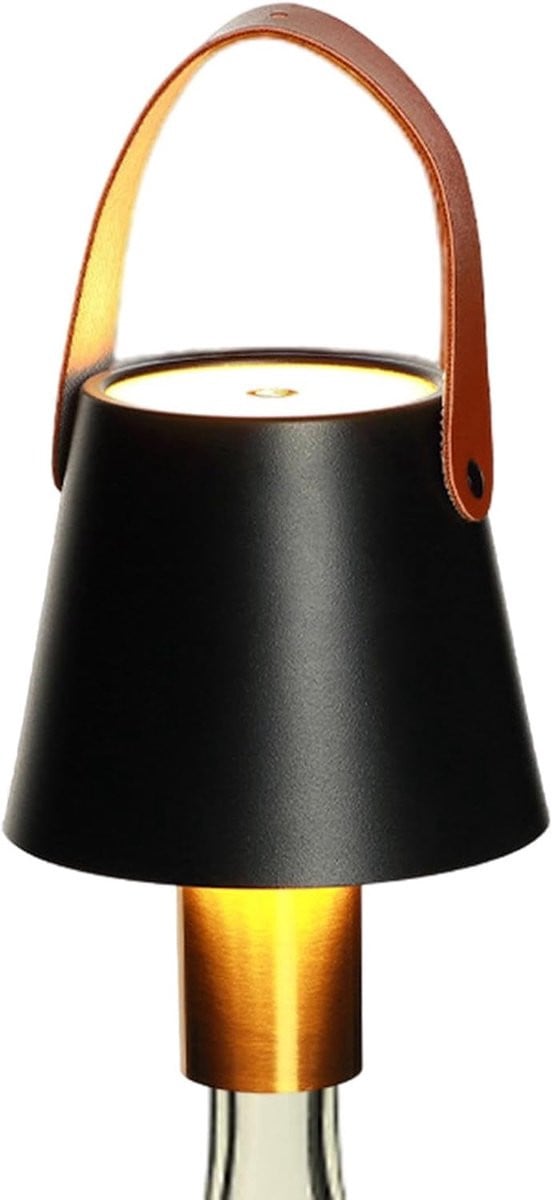Draadloze Fleslamp met Touch Bediening en LED-verlichting - Zwart - Hoogte: 11,5 cm
