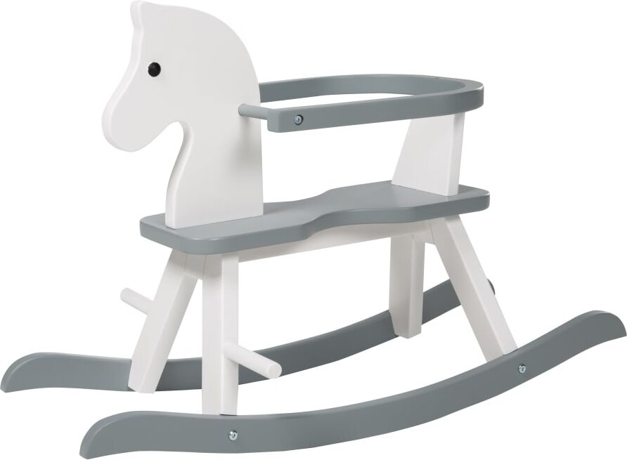 roba Cheval à bascule avec arceau amovible en bois blanc et gris Gris 43x56x82cm