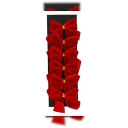 Christmas Decorations 6 Schleifen 6cm Polyester Geschenkschleifen Weihnachtsschleifen Dekoschleifen festliche Dekoration Weihnachten Hochzeit Rot