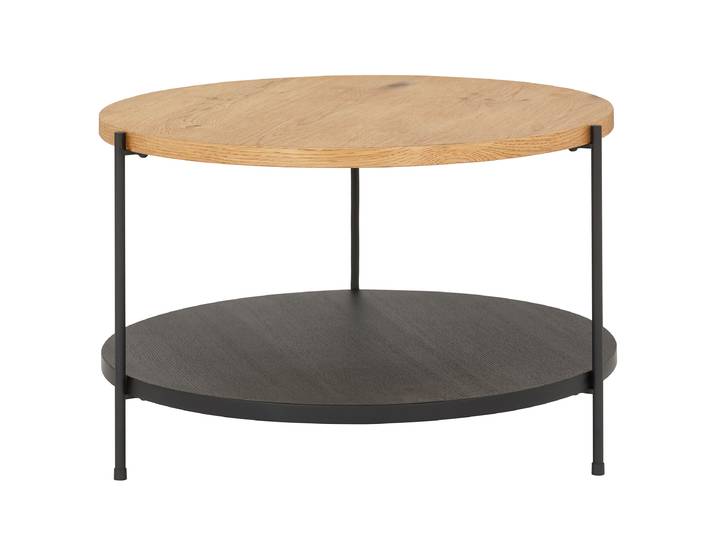Table basse plaquée Mepoto Ø 60cm Marron/Chêne