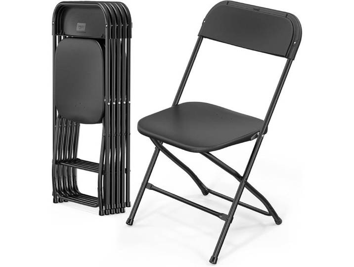 Bonnlo Lot de 6 Chaises Pliantes Métal et Matière Synthétique Noir Supporte 158Kg pour Jardin et Camping