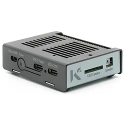 KKSB Gehäuse für Google Coral Dev Board Mini, GPIO Zugang, Aluminium pulverbeschichtet, schwarz/grau