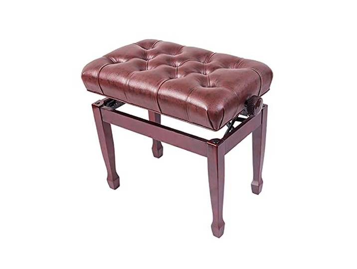 iumLeap Leder-Klavierbank, weiches Echtleder, verstellbare Klavierbank, mit massiver Hartholzkonstruktion, 55 x 34 x 47-57 cm, Mahagoni (Mahagoni)