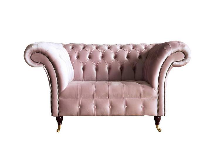 Xlmoebel Sessel Roséfarbener Chesterfield-Sessel mit hochwertigem Stoffbezug (Sessel), Hergestellt in Europa