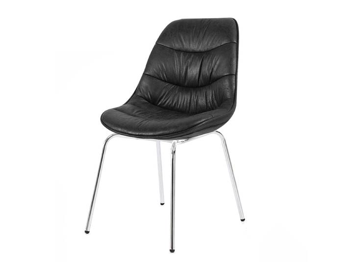 Chaise noire pied métal chromé