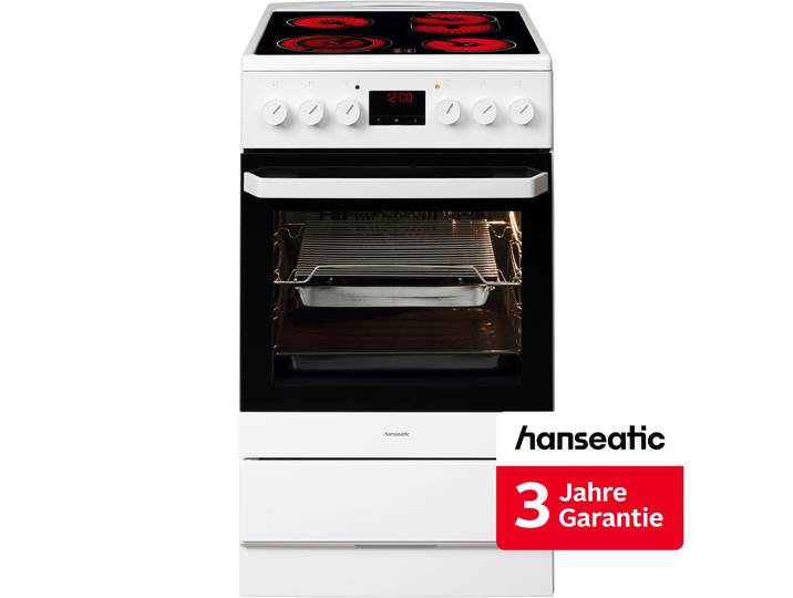 HANSEATIC Elektro-Standherd 5022CE3.313eEHiTaDW , Energieeffizienz: A, weiß, Herdsets, inkl. 3 Jahre Herstellergarantie, Elektro-Standherd
