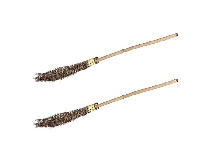 Relaxdays Balai de sorcière\, Lot de 2\, Accessoire de Costume\, Halloween\, 97 cm de Long\, pour Hommes et Femmes\, Nature