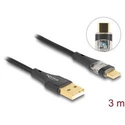 DeLOCK USB 2.0 Kabel Typ-A Stecker zu USB Type-C Stecker mit Schnellladefunktion 60 W transparent 3 m