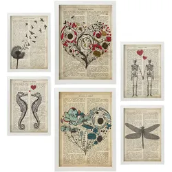 POSTER Set Mit 6 Vintage Text Sammlung A3 & A4 Weißer Rahmen