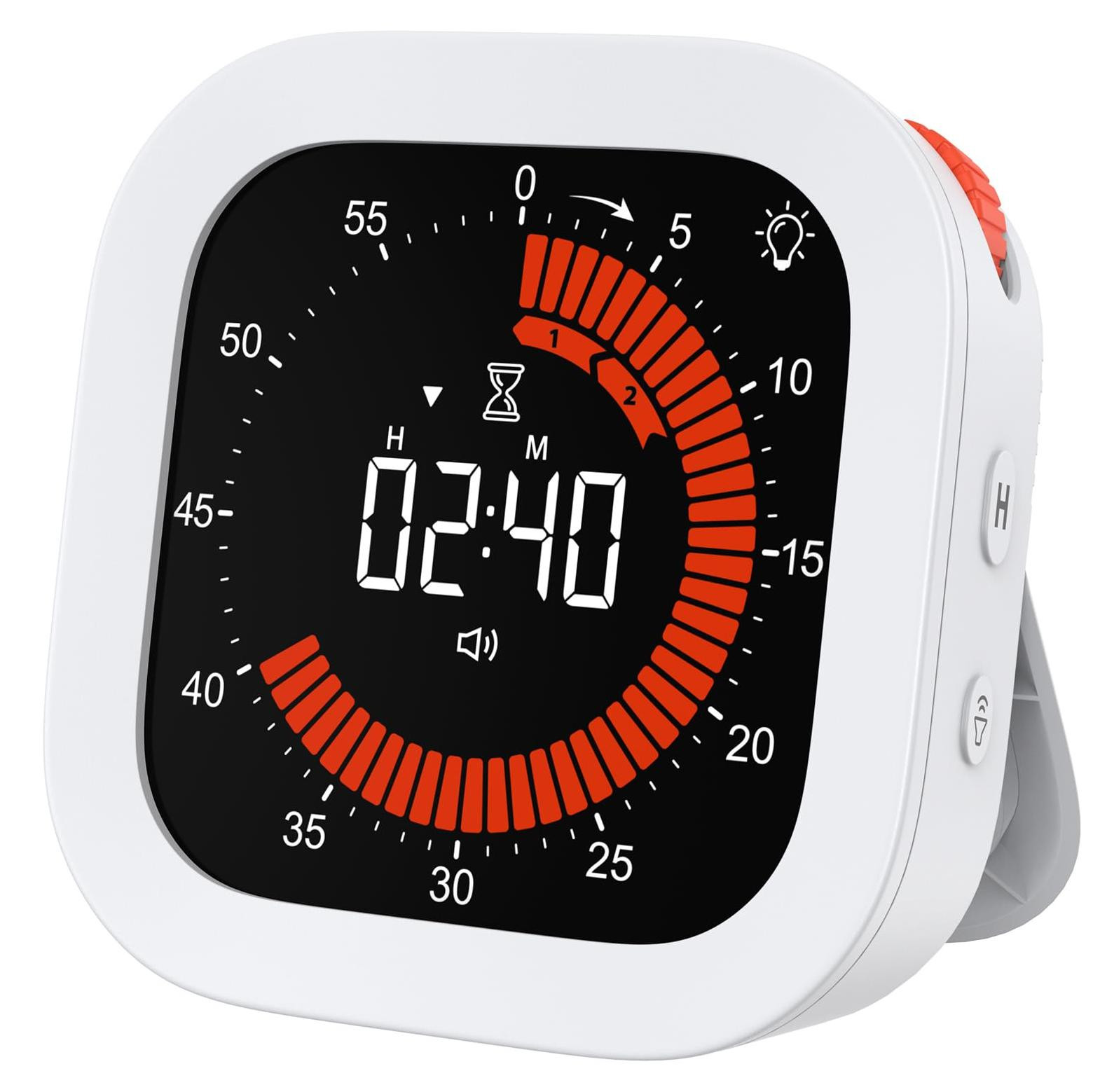 Dripio Visuele digitale timer met draaiknop en 2 helderheidsstanden, 12-uurs countdown, wit